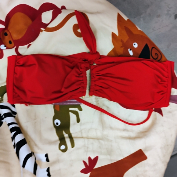 Classic Red Ruched Bikini Top - Picture 1 of 3